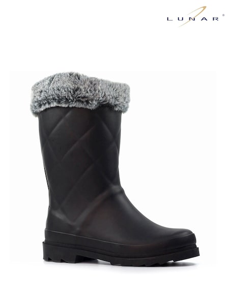 Lunar LD Norway Faux Fur Lined Black Wellingtons (F60962) | €61