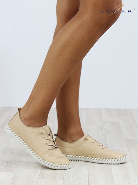 Lunar Cream St Ives Leather Plimsoll Shoes (F60968) | ₪226