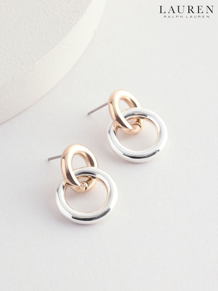 Lauren Ralph Lauren Gold Tone Circle Link Drop Earrings (F61004) | €60