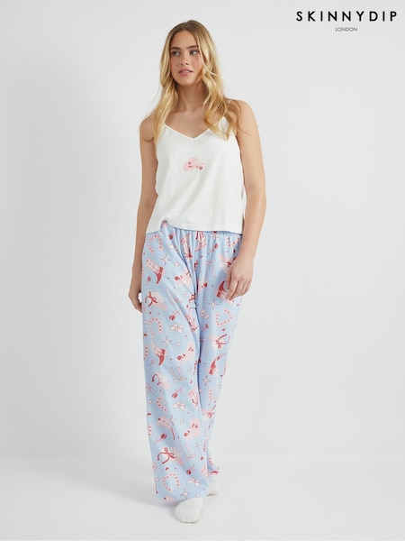 Skinnydip Dark Blue Cowboy Coquette Cami & Trouser Pyjamas Set (F61223) | R$ 315