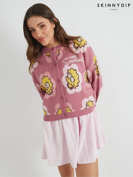 Skinnydip Pink The Simpsons Lisa Flower Knitted Cardigan (F61251) | R$ 445