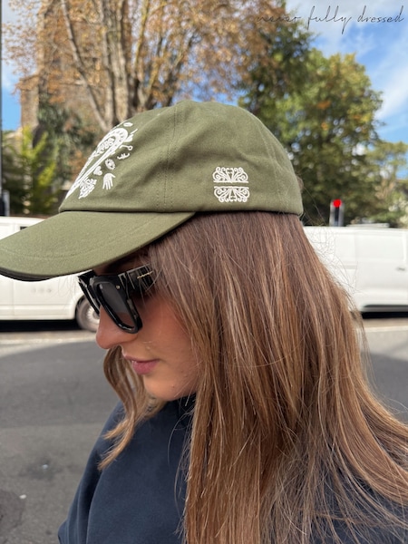 Never Fully Dressed Green with Cream Embroidery Cotton Twill Cap (F61362) | €34.50