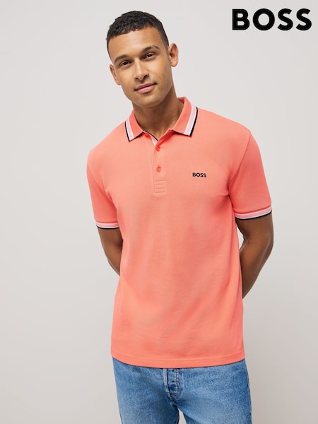 BOSS Orange Paddy Tipped 100% Cotton Polo Shirt (F61380) | 506 QAR