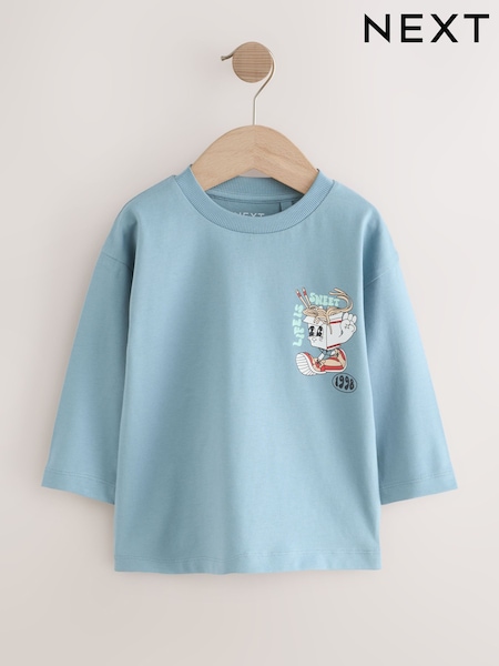 Blue Noodle Up Long Sleeve Back Print T-Shirt (3mths-7yrs) (F61390) | 32 QAR - 42 QAR