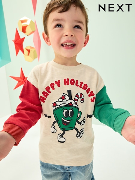 Stone Hotchpotch Graphic Christmas Long Sleeve T-Shirt (3mths-7yrs) (F61391) | AED33 - AED43