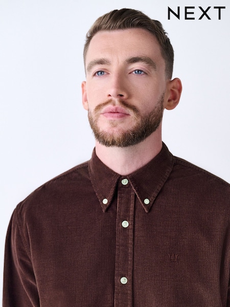 Burgundy Red Long Sleeve Cord Shirt (F61479) | €50