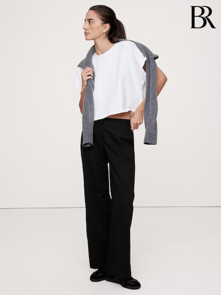 Banana Republic Black Everyday Mid Rise Wide-Leg Trousers (F61493) | kr1 214