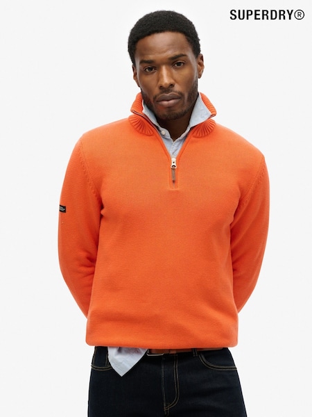 Помаранчевий - Трикотажні джемпери Superdry Cotton Classics Half-Zip Knitted 100% Cotton (F61494) | 3 605 грн