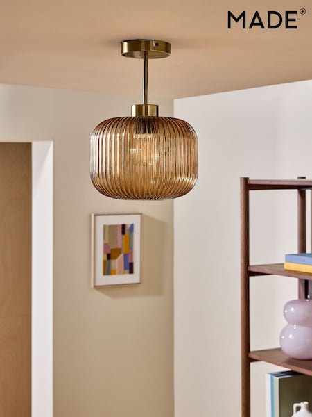 MADE.COM Amber Brown Briz Ceiling Flush Fitting Light (F61523) | €108