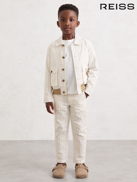 Reiss Easton Cotton Pinstripe Harrington Jacket (F61538) | 90 €