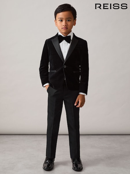 Reiss Black Ace Single-Breasted Velvet Blazer (F61559) | €140