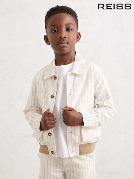Reiss Easton Cotton Pinstripe Harrington Jacket (F61571) | 85 €