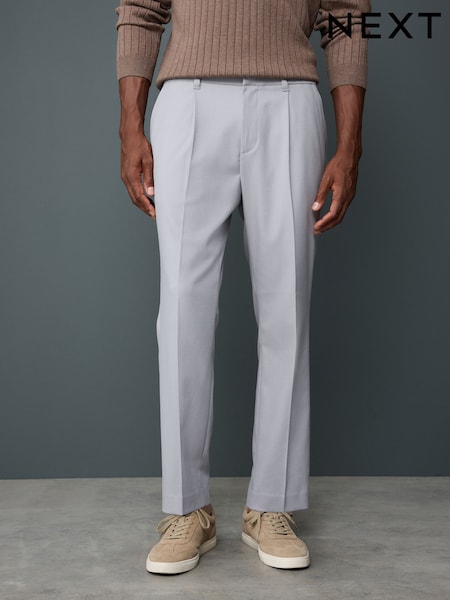 Gris claro - Slim Fit Smart Soft Touch Trousers with Half Elasticated Waistband (F61633) | 45 €