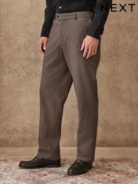 Braun - Regular Fit Smart Brushed Cotton Textured Trousers (F61645) | 58 €