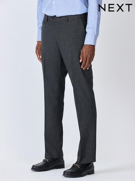 Oglje siva Tekstura - Slim Fit Smart Trousers With Internal Side Elastic Waistband (F61646) | € 48