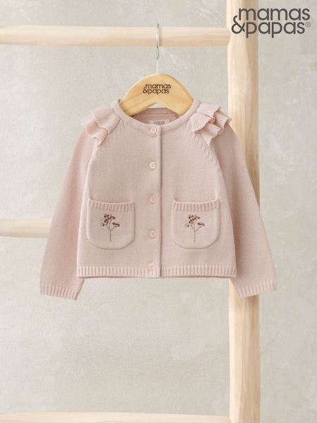 Mamas & Papas Pink 100% Cotton Frill Sleeved Cardigan (F61668) | € 34