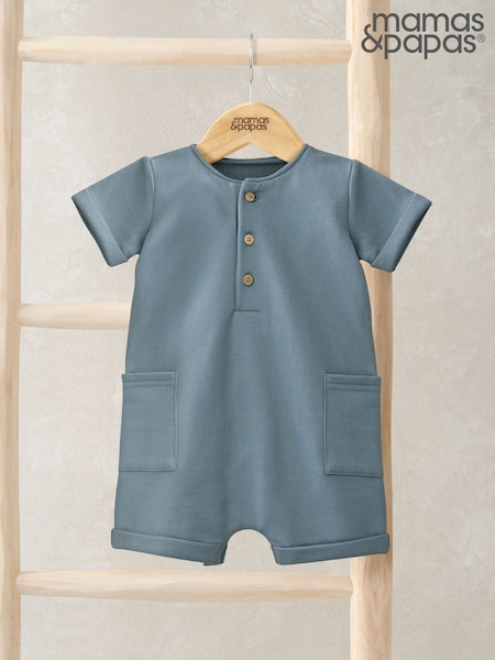 Mamas & Papas Blue Pocket Shortie Romper (F61673) | €24