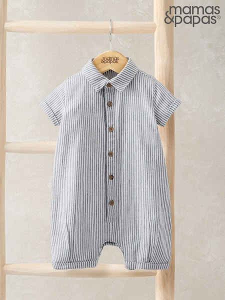 Mamas & Papas Blue Pinstripe Romper (F61684) | €32