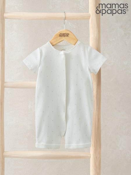 Mamas & Papas Spot Print Zip Shortie White Romper (F61687) | 23 €