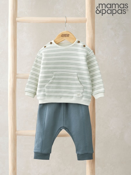 Mamas & Papas Green Stripe Top And Leggings Set (F61688) | kr357