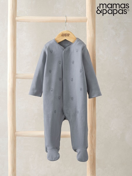 Mamas & Papas Blue Embroidered Balloon 100% Cotton Sleepsuit (F61697) | €35