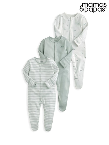 Mamas & Papas Blue Whale 100% Cotton Sleepsuits 3 Pack (F61698) | 34 €