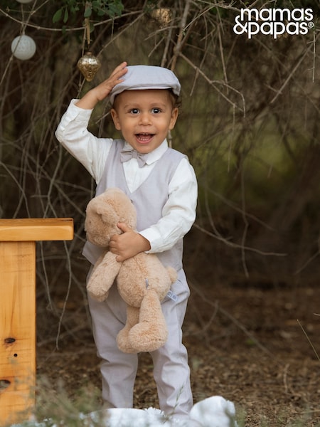 Mamas & Papas Cream Linen Waistcoat Mock Romper (F61703) | €58