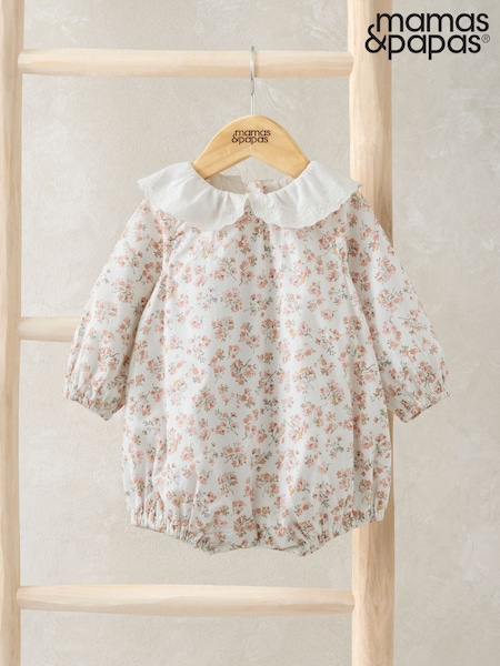 Mamas & Papas Wildflower 100% Cotton White Romper (F61708) | ‏146‏₪