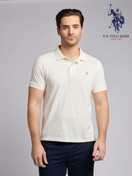 U.S. Polo Assn. Cream Mens Pique 100% Cotton Polo Shirt (F61732) | R$ 495