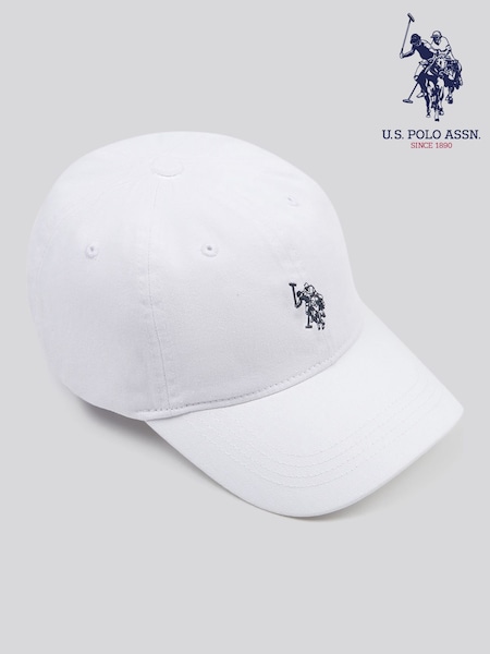 לבן - U.s. Polo Assn. Mens Washed Casual 100% Cotton Cap (F61735) | ‏101‏₪