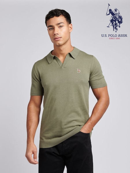U.S. Polo Assn. Green Mens Combed 100% Cotton Revere Polo Shirt (F61743) | AED291