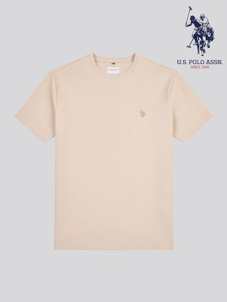 U.S. Polo Assn Natural Mens Double Horsemen Twill T-Shirt (F61745) | AED204