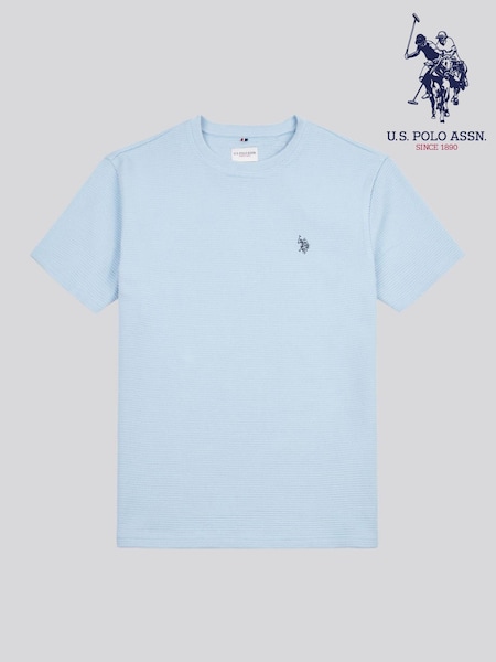 U.S. Polo Assn. Blue Mens Texture Double Horsemen 100% Cotton T-Shirt (F61749) | AED204