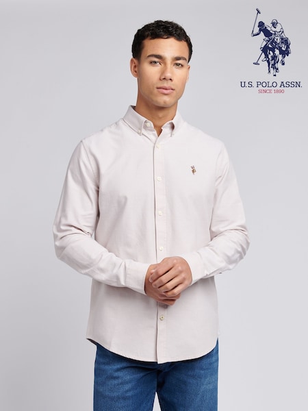U.S. Polo Assn. Natural Mens Peached 100% Cotton Oxford Shirt (F61750) | AED349