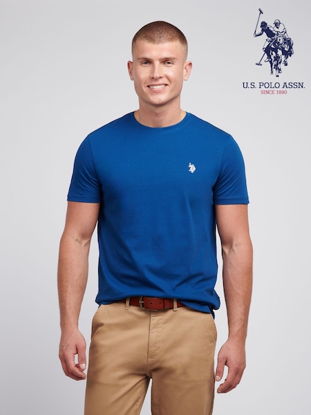 U.S. Polo Assn. sky  Blue Mens Regular Fit Double Horsemen 100% Cotton T-Shirt (F61758) | 124 QAR
