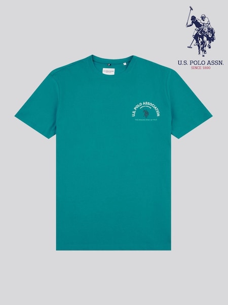 U.S. Polo Assn. Green Mens Front Back Print 100% Cotton Graphic T-Shirt (F61763) | 148 QAR