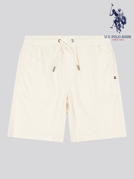 U.S. Polo Assn. Cream Mens 100% Cotton Twill Drawstring Shorts (F61768) | €86