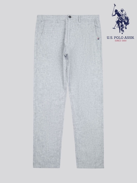 U.S. Polo Assn. Blue Mens Linen Blend Yarn Dyed Woven Trousers (F61780) | €106