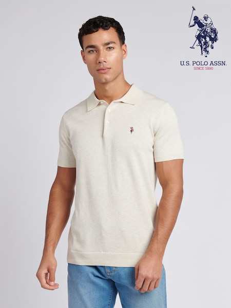 U.S. Polo Assn. Natural Mens Combed 100% Cotton Polo Shirt (F61797) | AED291