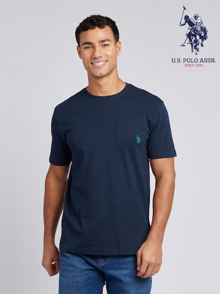 U.S. Polo Assn. Nay Blue Mens Double Horsemen Pocket 100% Cotton T-Shirt (F61805) | AED146