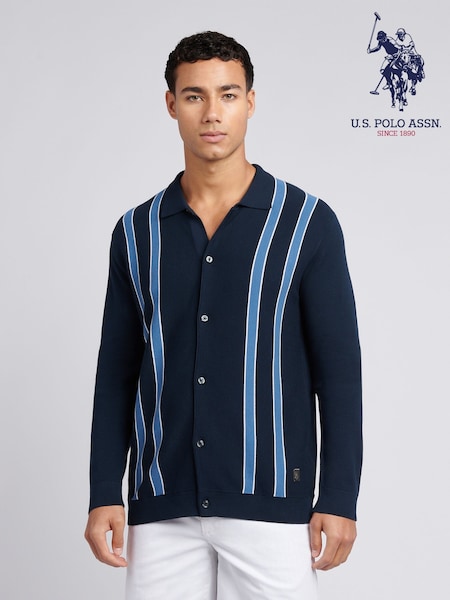 U.S. Polo Assn Mens Vertical Stripe Knit Cardigan (F61808) | € 113