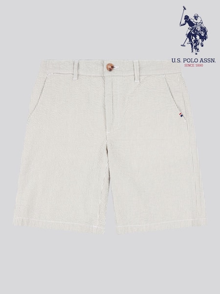 U.S. Polo Assn. Mens Seersucker Chino 100% Cotton Shorts (F61825) | 447 LEI