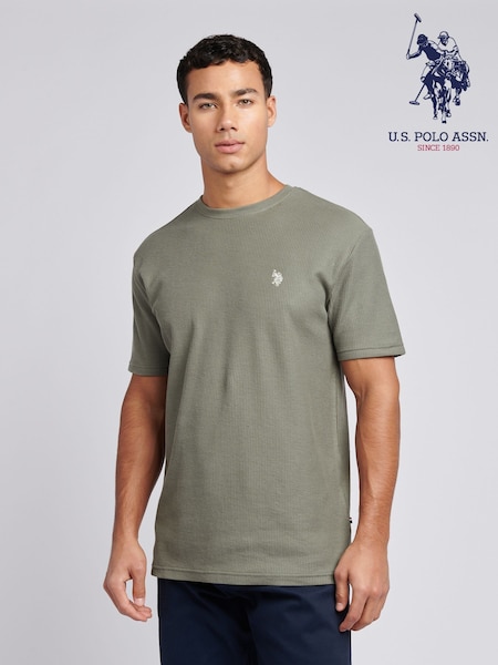 U.S. Polo Assn Green Mens Vertical Texture 100% Cotton T-Shirt (F61826) | €50