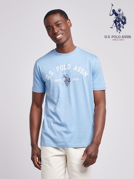 U.S. Polo Assn Dark Blue U.S. Polo Assn. Mens Signature 100% Cotton Arch Print White T-Shirt (F61827) | AED146