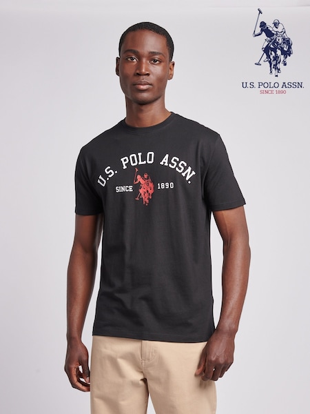 U.S. Polo Assn Black U.S. Polo Assn. Mens Signature 100% Cotton Arch Print White T-Shirt (F61828) | €33