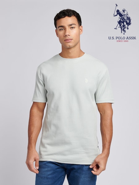 U.S. Polo Assn Grey Mens Vertical Texture 100% Cotton T-Shirt (F61833) | 173 QAR