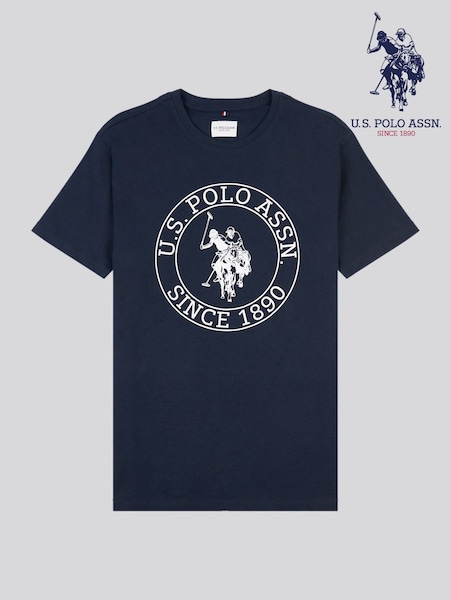 Синій - U.S. Polo Assn. Mens USPA Circle принт 100% Cotton футболки (F61834) | 1 502 грн