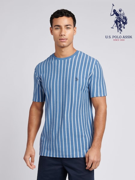 U.S. Polo Assn. Blue Mens Vertical Textured T-Shirt (F61835) | €50