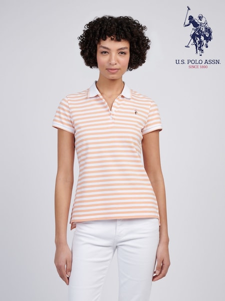 Orange - U.S. Polo Assn Womens Stripe Polo Shirt (F61879) | 69 €