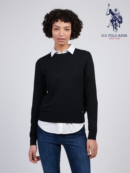 U.S. Polo Assn Black Womens Crew Neck Jumper (F61885) | $105